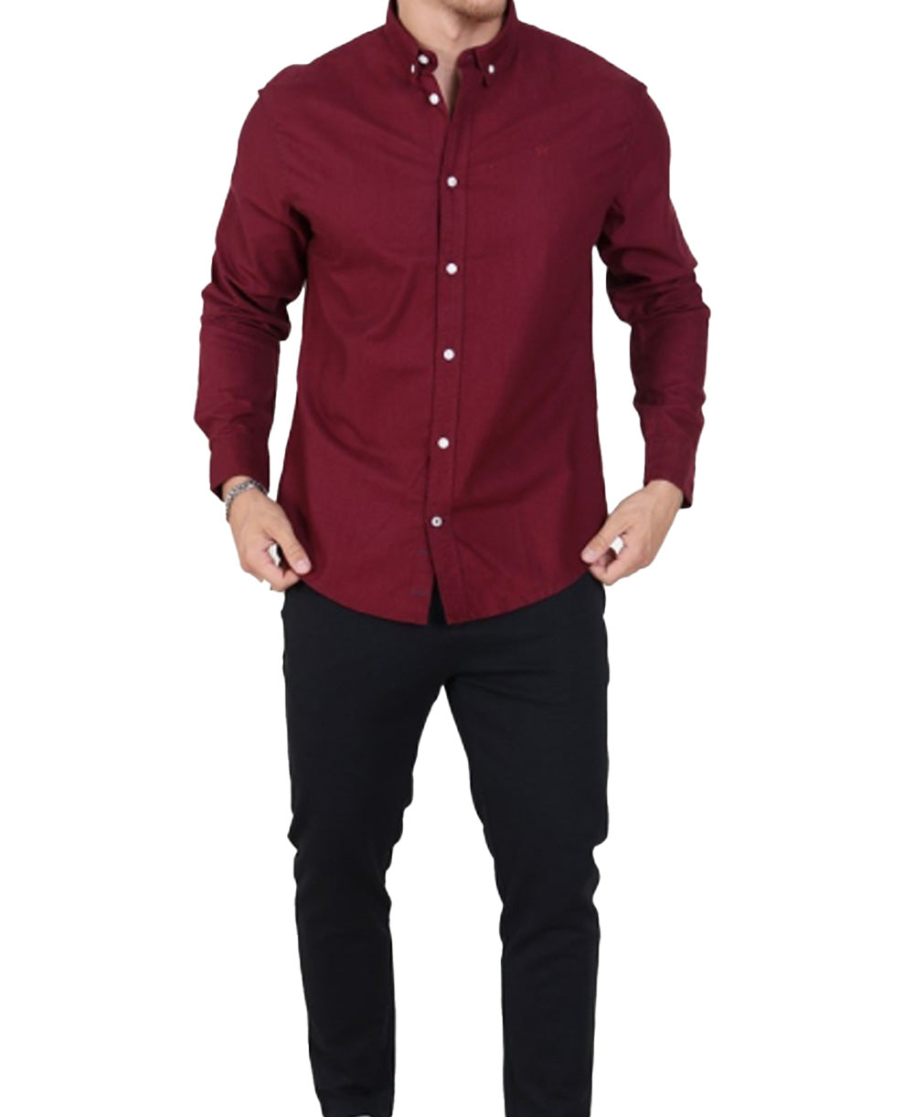 Red Plain Casual Shirt